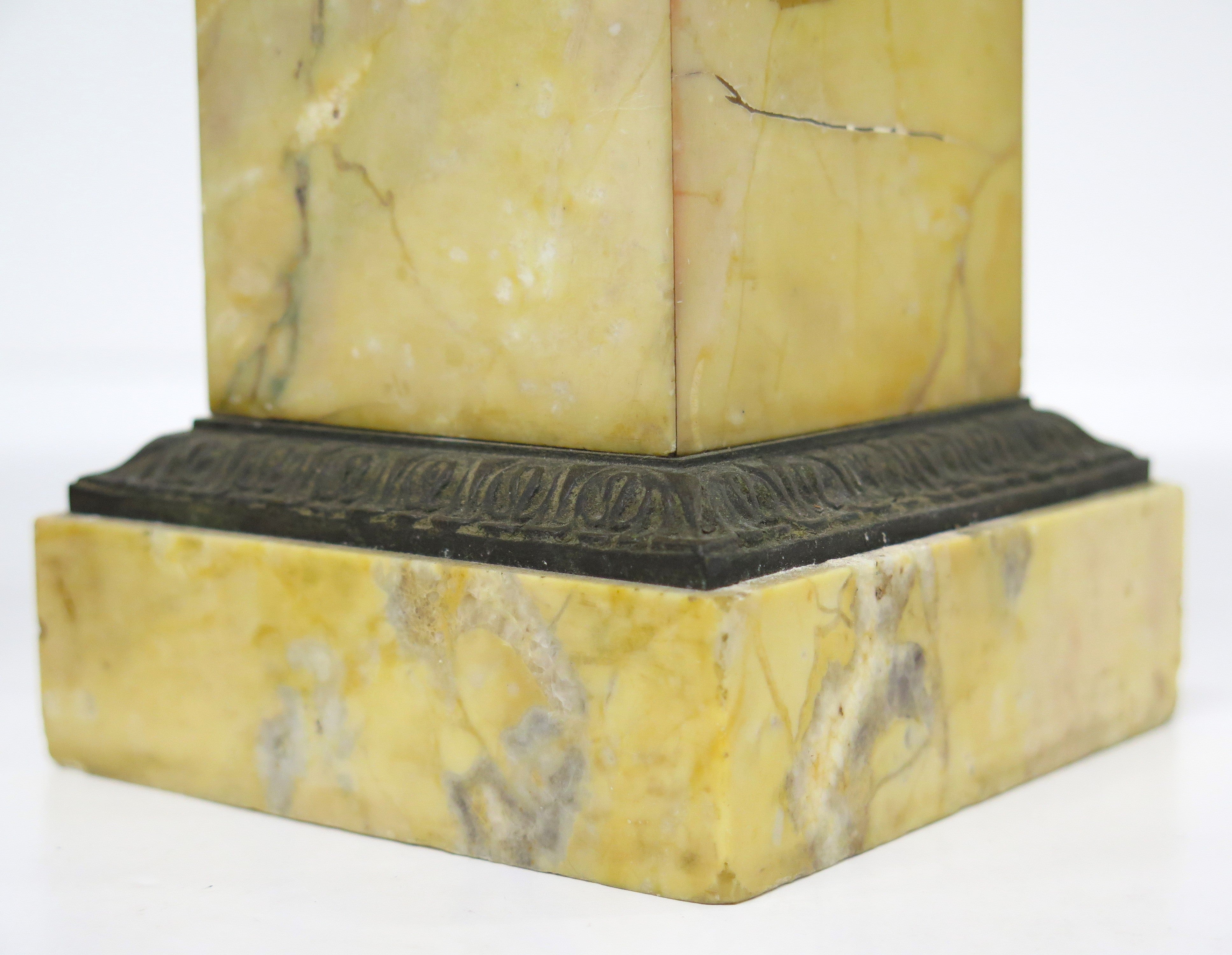 A Pair of French Restoration Patinated Bronze and Siena Marble Vases