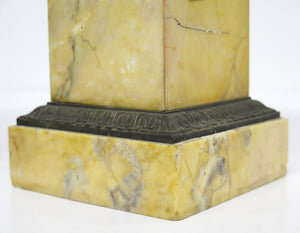 A Pair of French Restoration Patinated Bronze and Siena Marble Vases