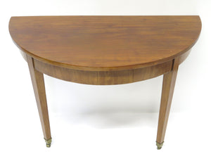 Pair of Walnut Directoire Demi-lune Console Tables