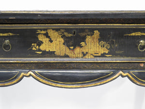 Chinese Export Black Lacquer with Gold Decoration Side Table