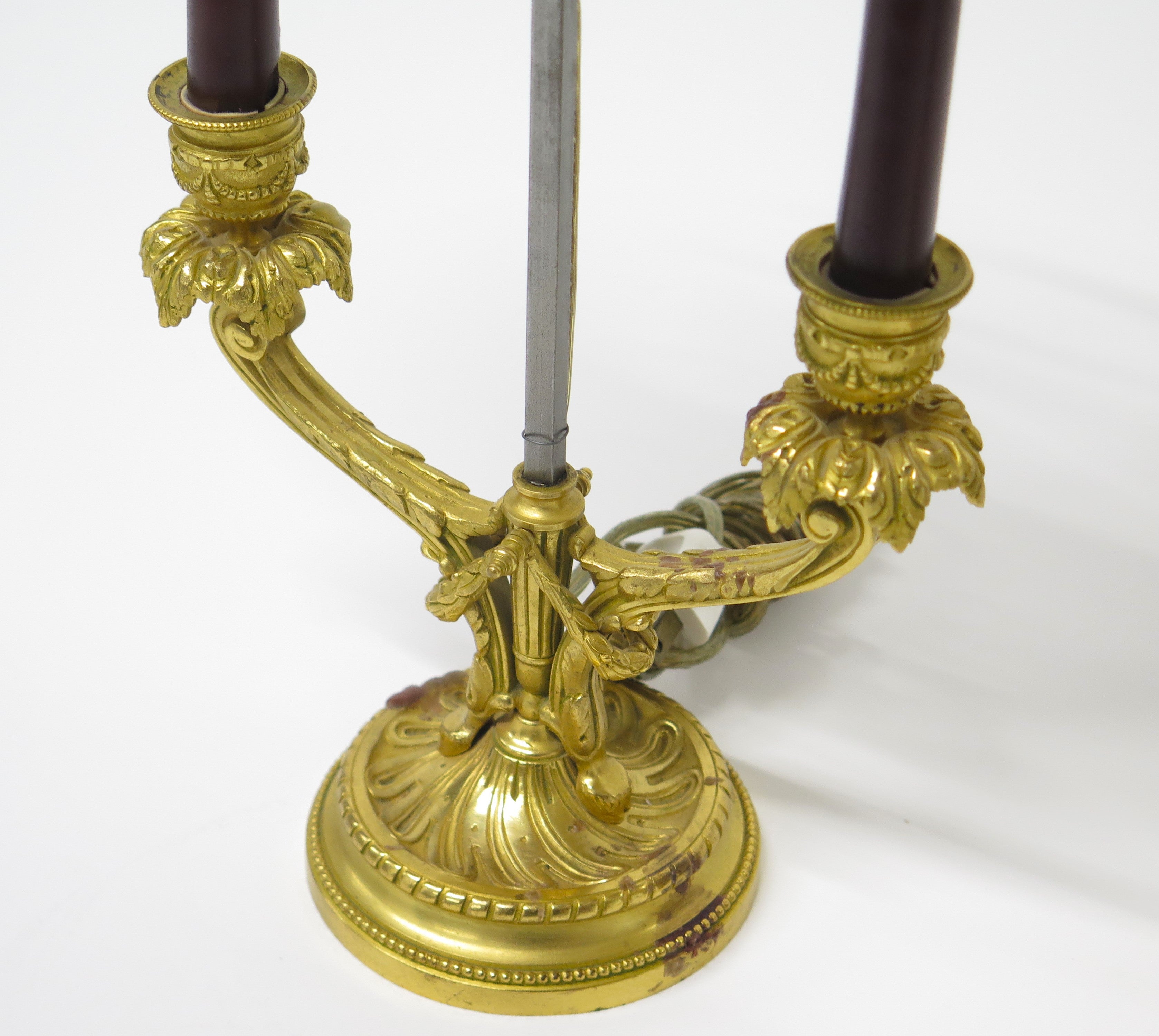 A Pair of Louis XV Style Ormolu Two-Light Bouillotte Lamps