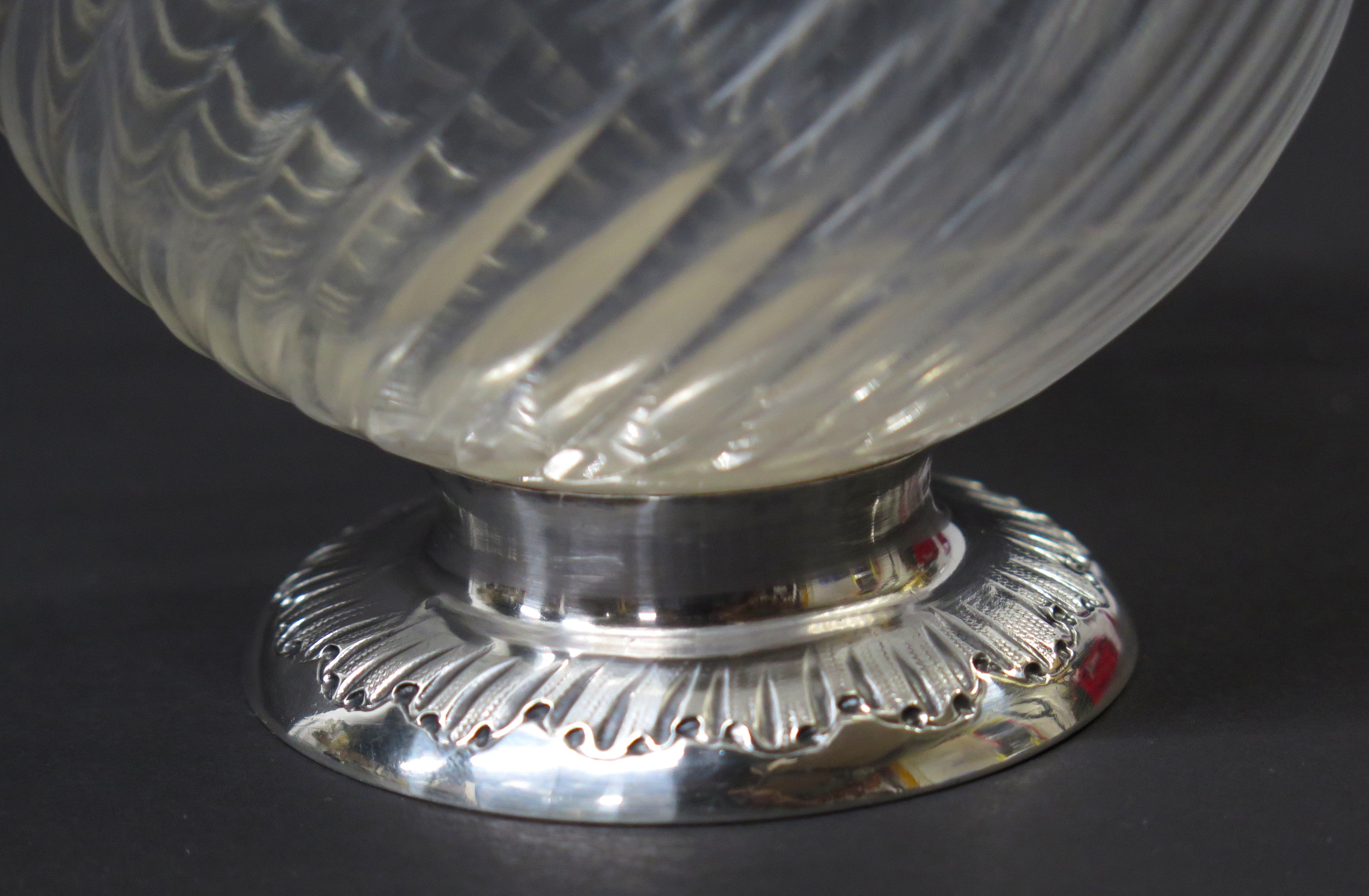 Antique French Sterling Silver Cut Crystal Claret Jug, Ewer