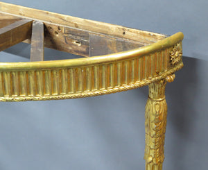 Pair of George III Adam-Style Giltwood Console Tables with Scagliola Tops