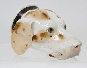 Antique Porcelain Stirrup Cup in the Form of a Hound's Head