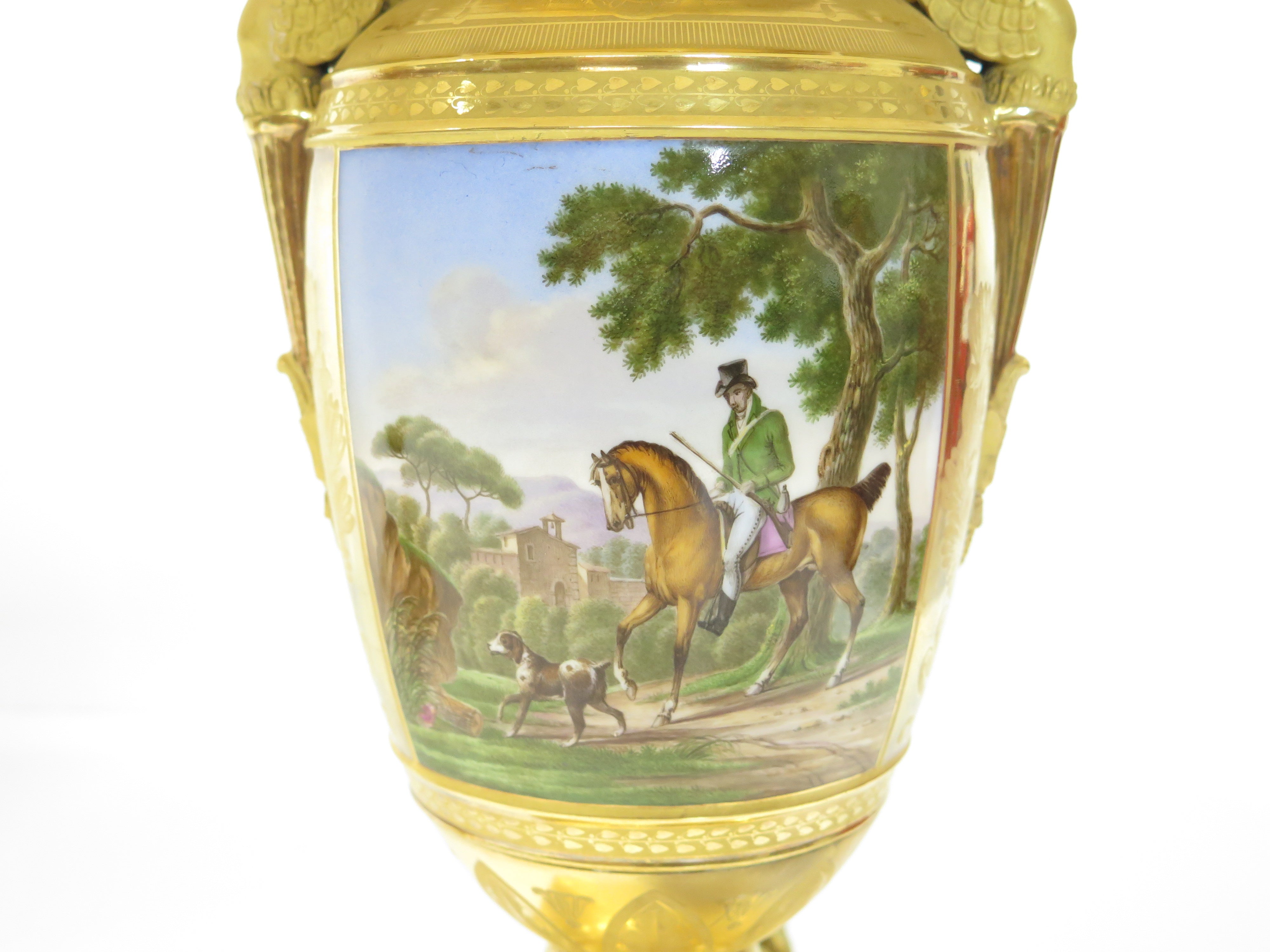 Pair of Gilt Bronze and "Old Paris" Porcelain Neoclassical Table Lamps