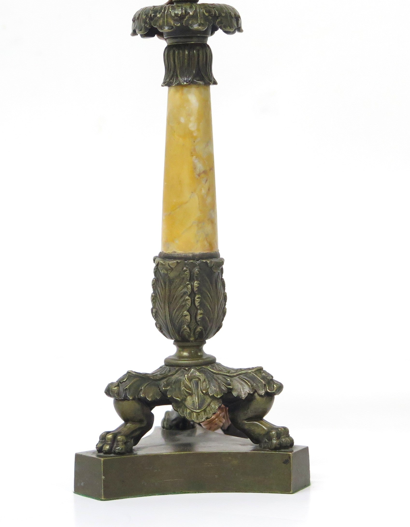 Pair of Charles X Patinated Bronze Lamps