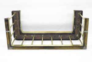 Late 19th Century Antique Brass & Leather Fireplace Club Fender