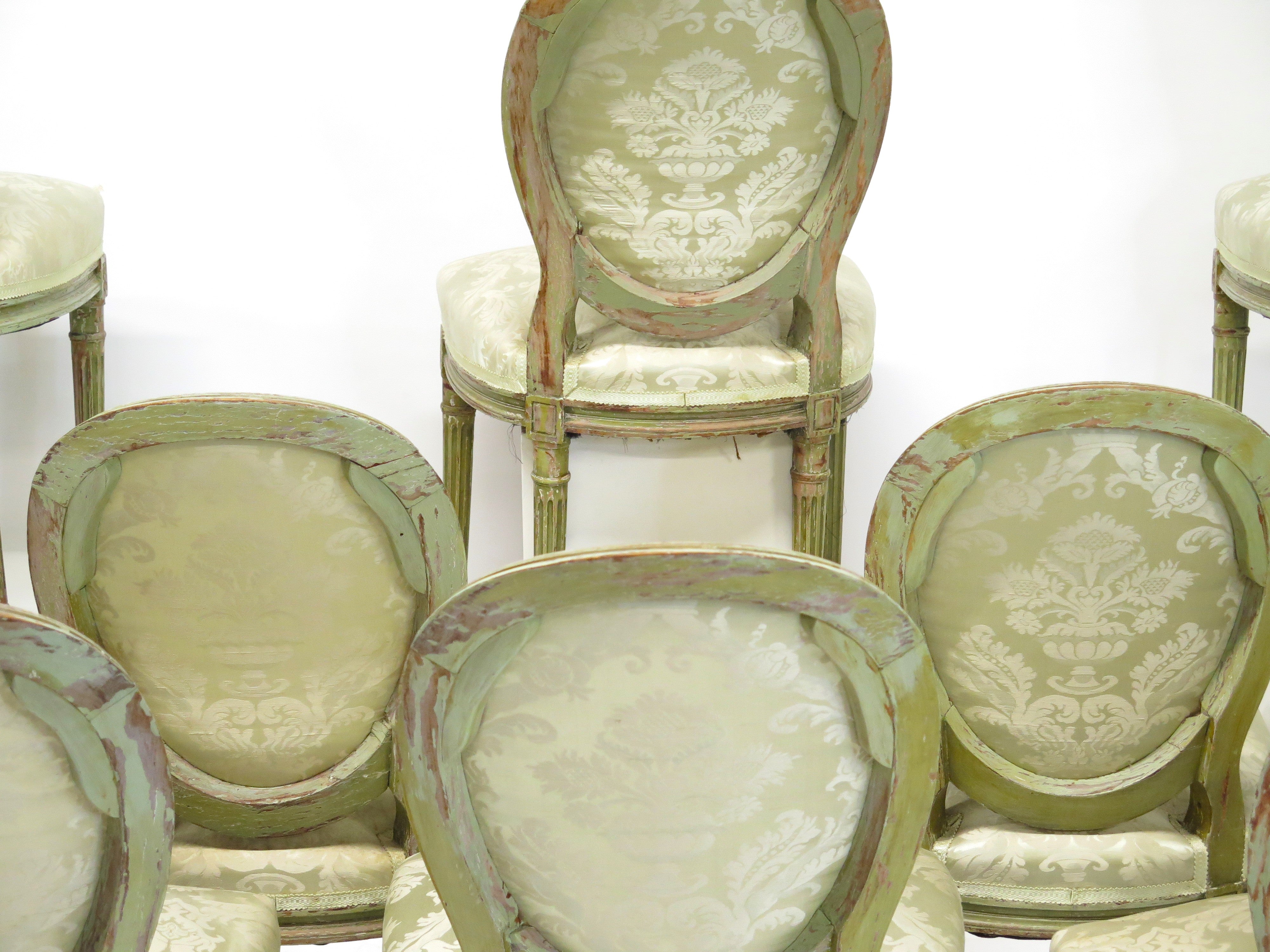 Set of 10 Louis XVI-Style Painted Side Chairs