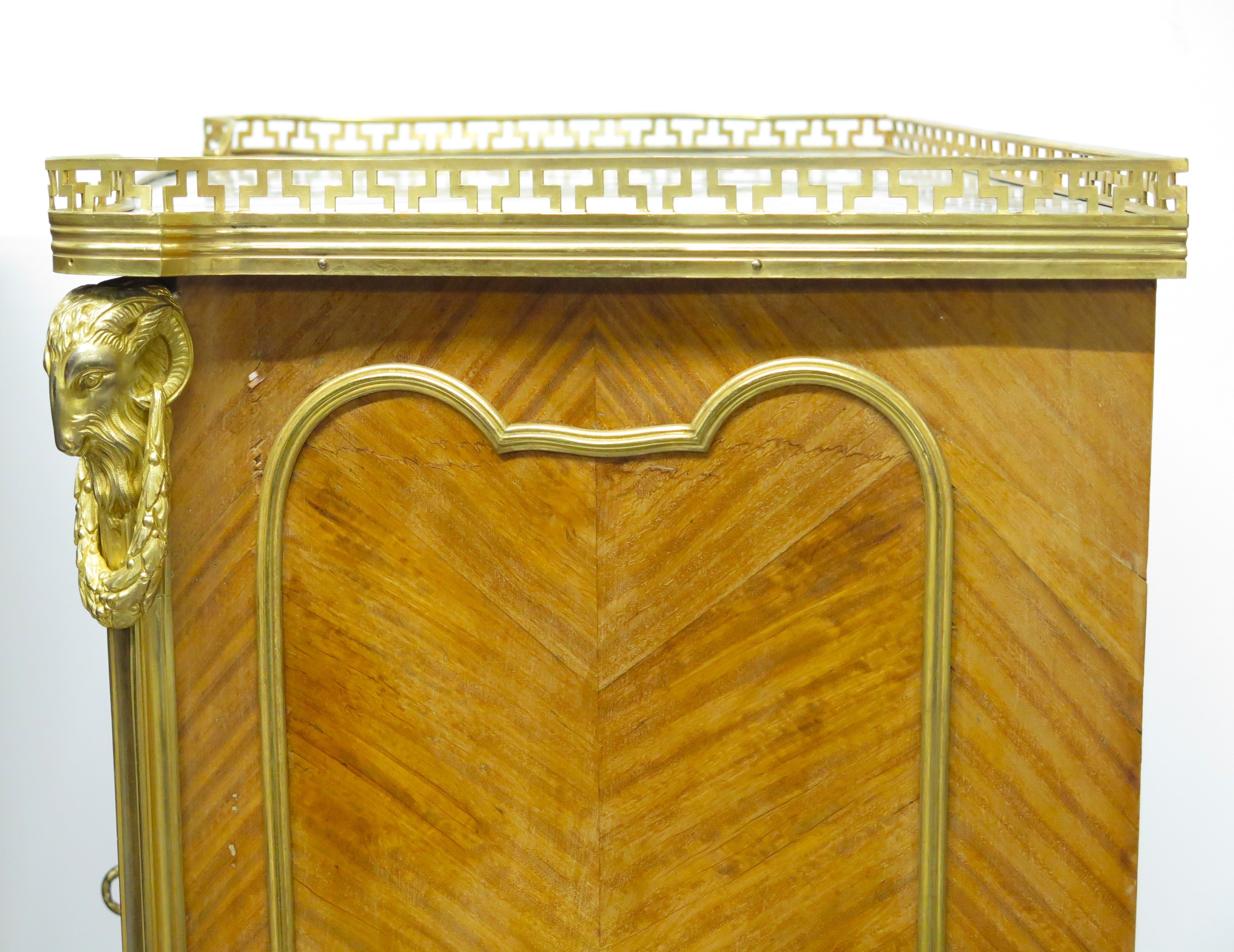 A Matched Pair of Louis XV / Transitional Ormolu-Mounted Parquetry Cabinets