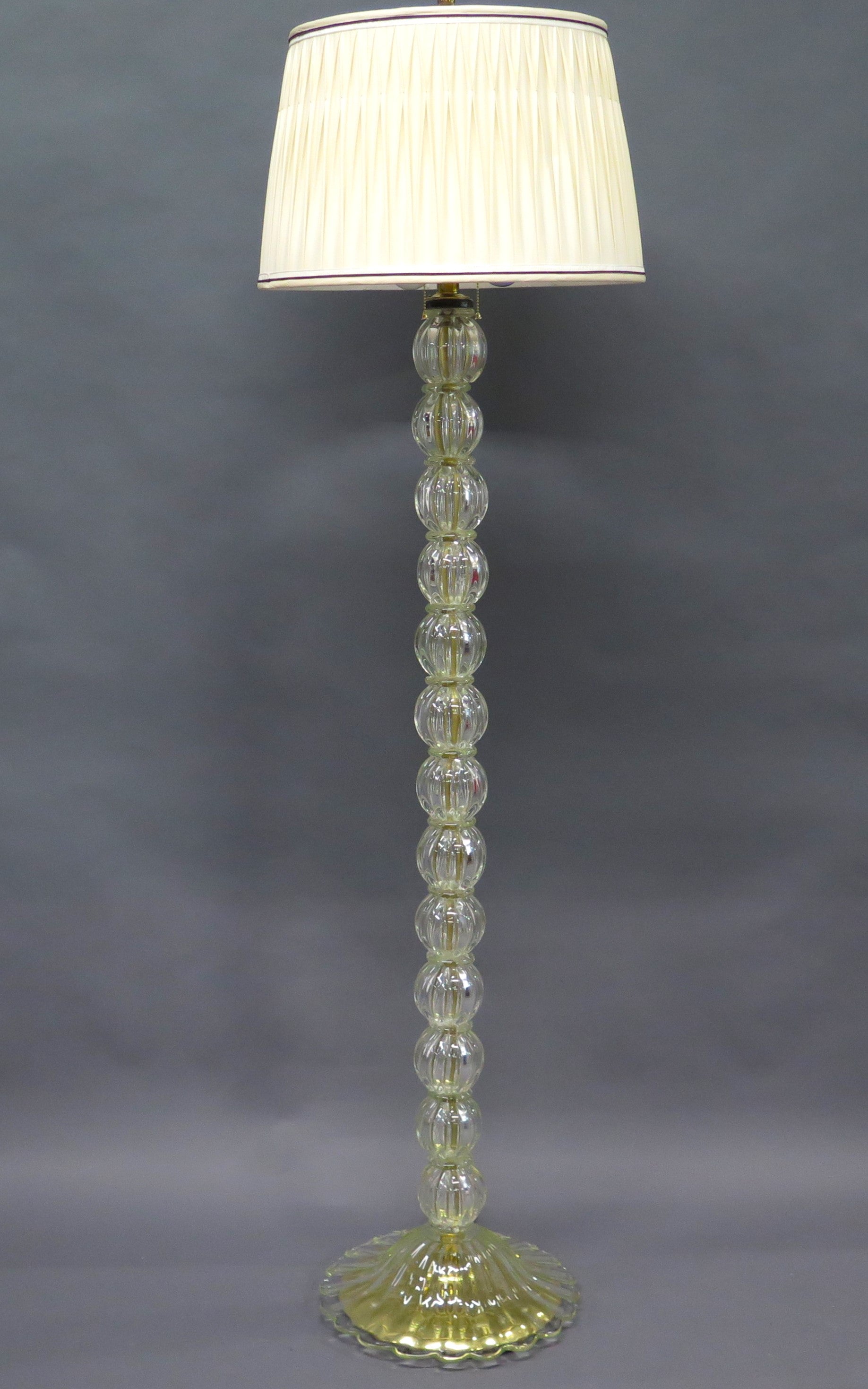 Elegant Clear Glass with Gold Murano Floor Lamp