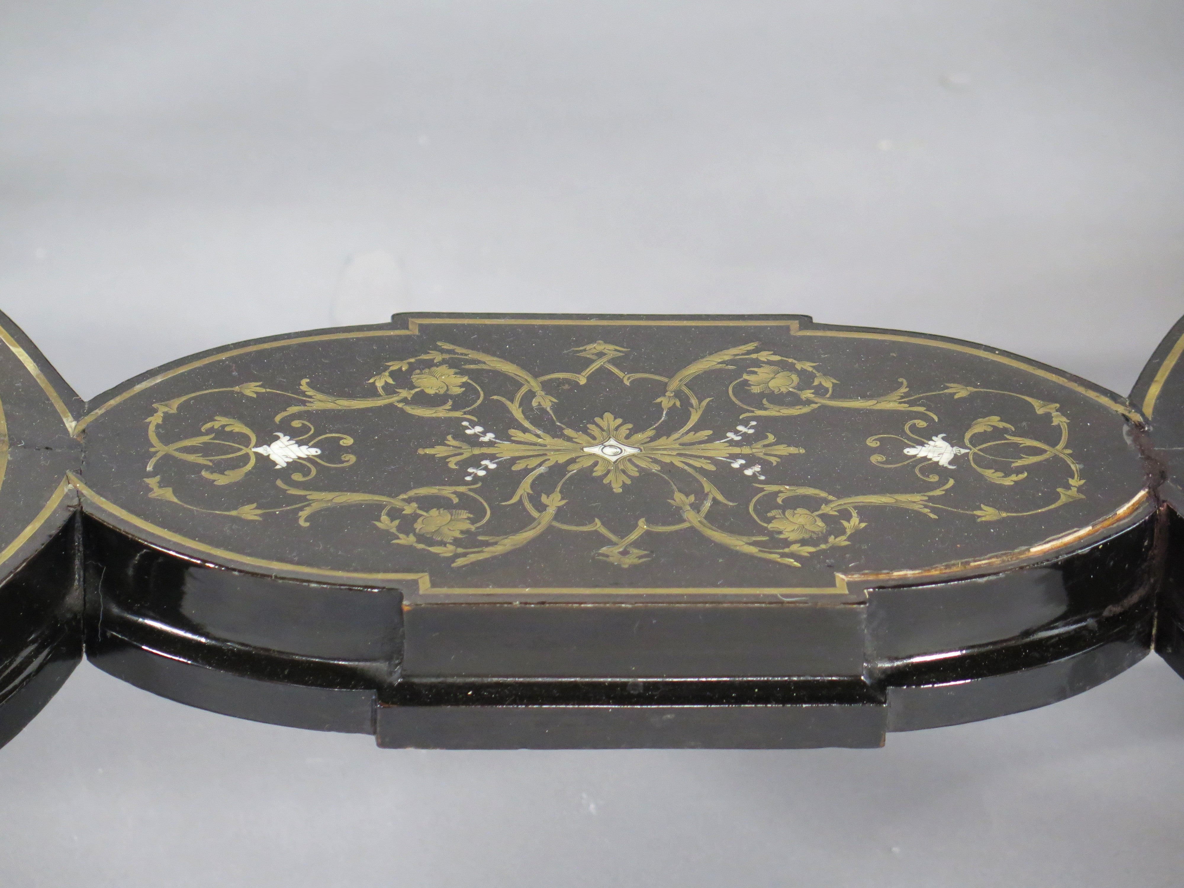 Napoleon III Center Table with Bone, Mother of Pearl, and Brass Inlay