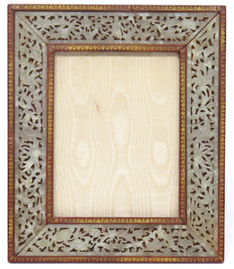 Chinese Carved Jade and Tooled Leather Frame