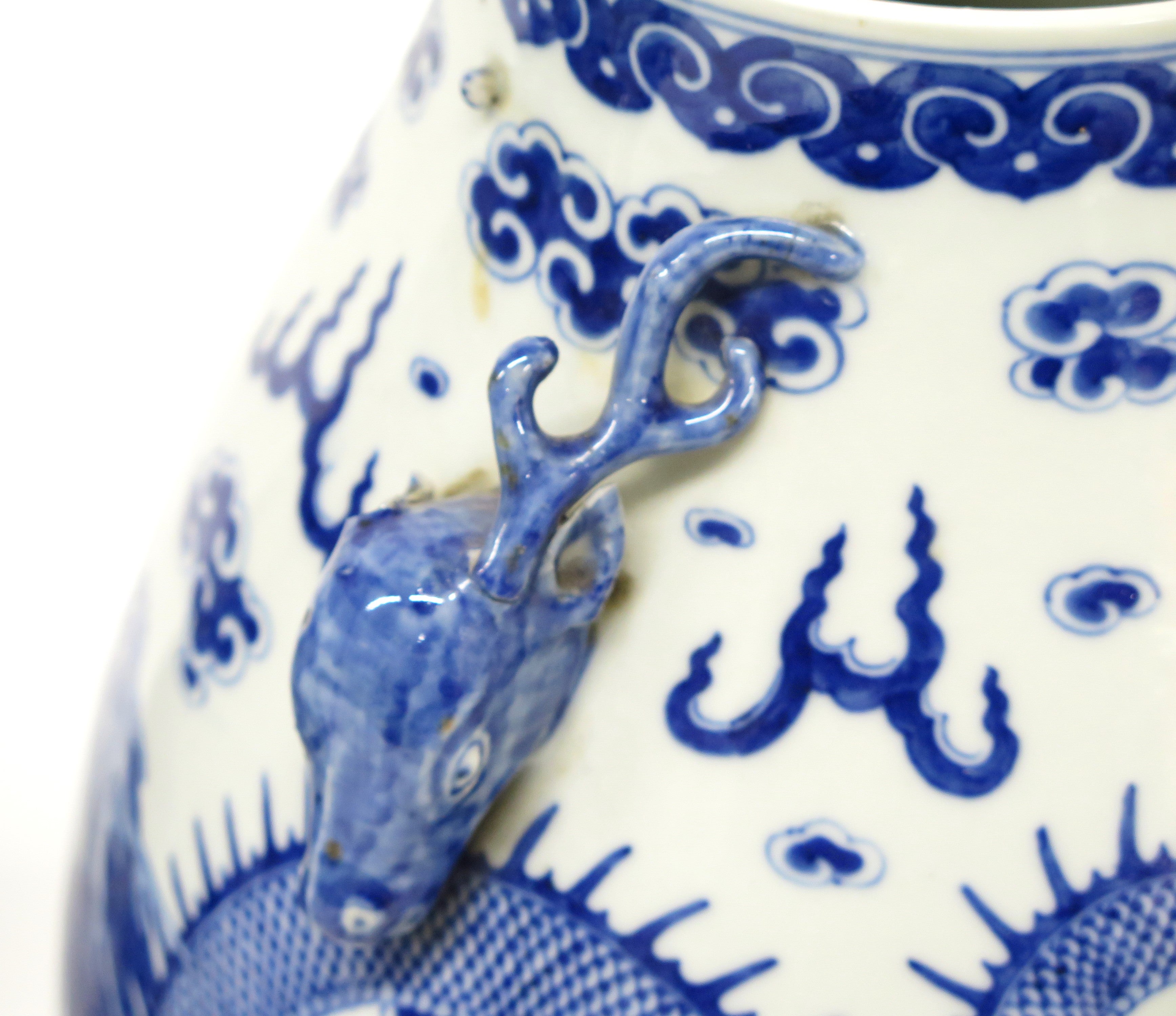 A Pair of Chinese Blue and White Gu form Vases