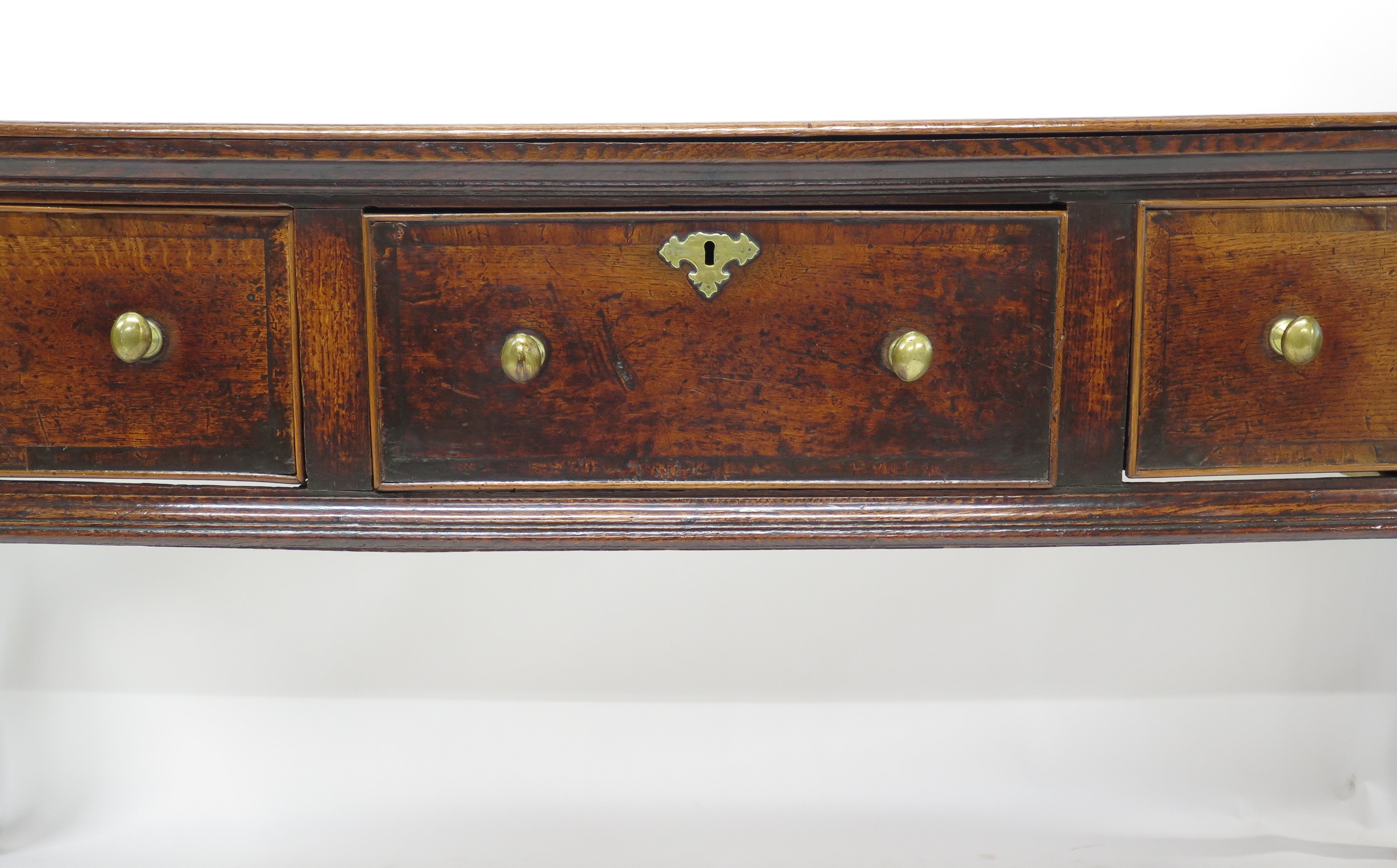 Queen Anne Style English Oak Three Drawers Serving Sideboard