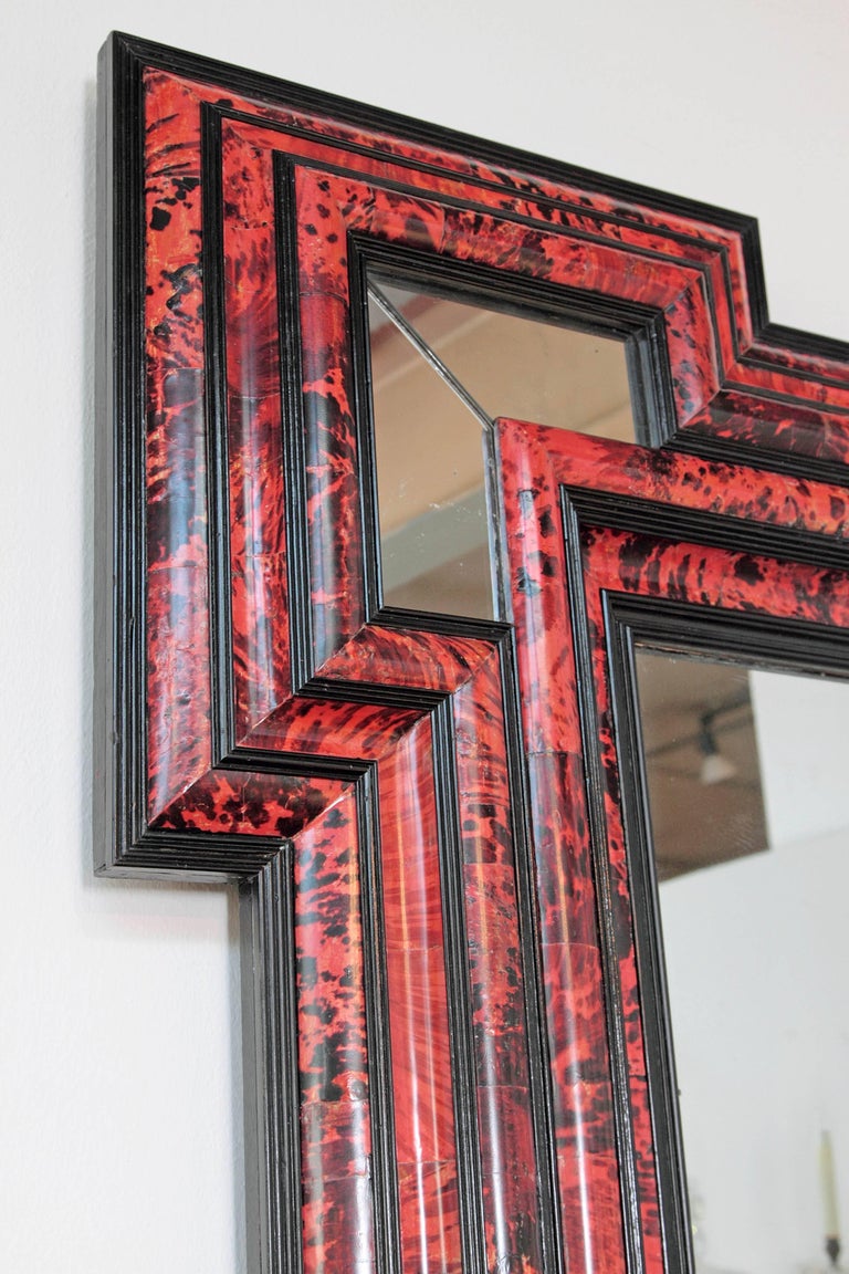 Pair of Large-Scale Dutch Baroque-Style Red Tortoise Mirrors