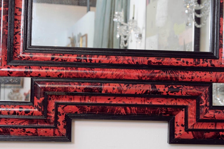 Pair of Large-Scale Dutch Baroque-Style Red Tortoise Mirrors