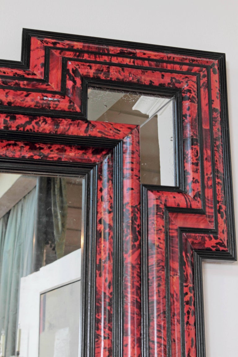 Pair of Large-Scale Dutch Baroque-Style Red Tortoise Mirrors