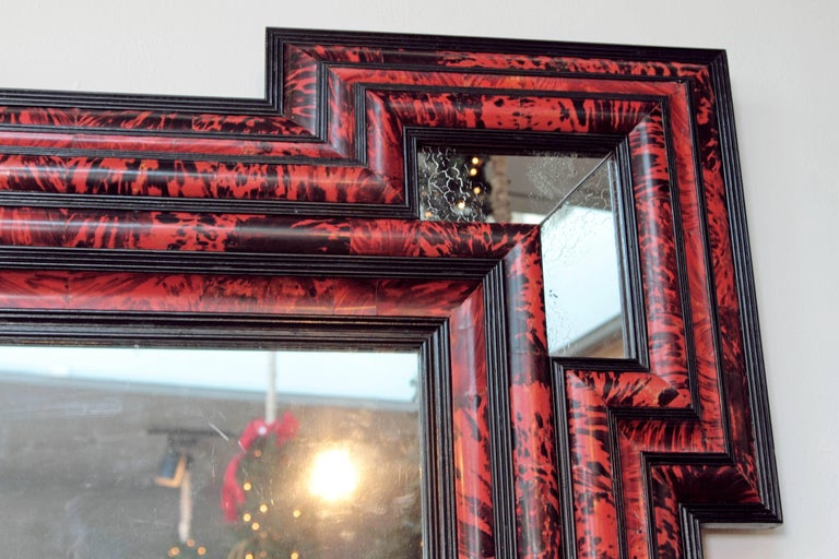 Pair of Large-Scale Dutch Baroque-Style Red Tortoise Mirrors
