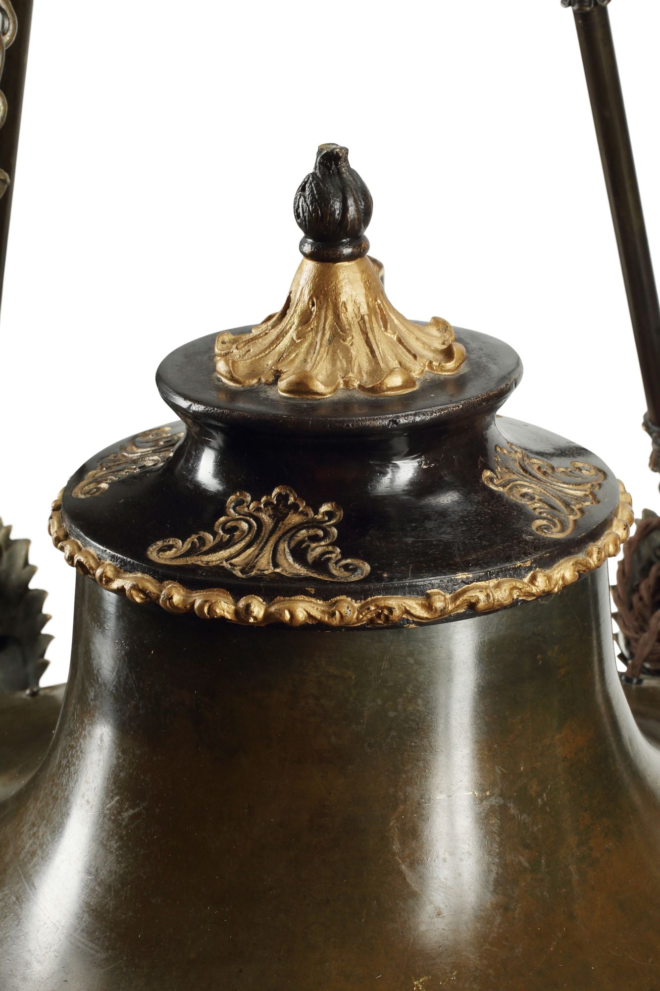 An Impressive Patinated and Gilt Six Light Charles X Chandelier