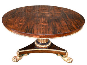 English Regency Rosewood Center Table with Gilt Embellishments