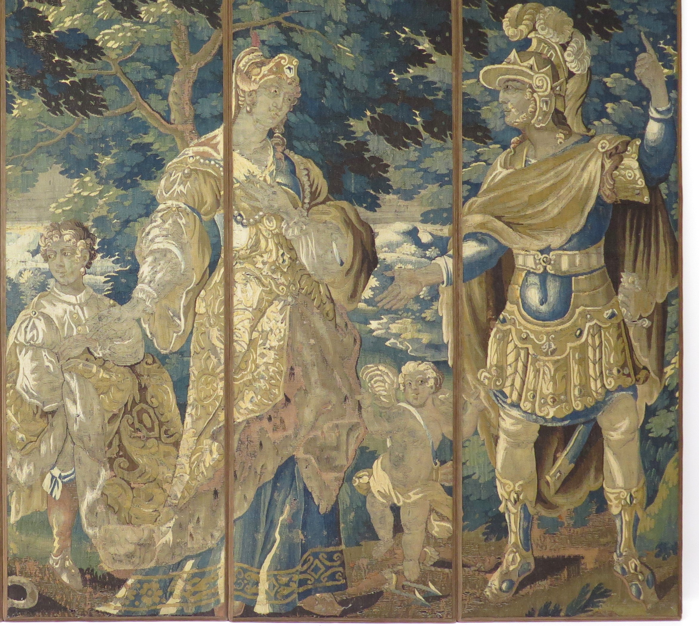 17th Century Flemish Verdure Tapestry as Five Panel Screen