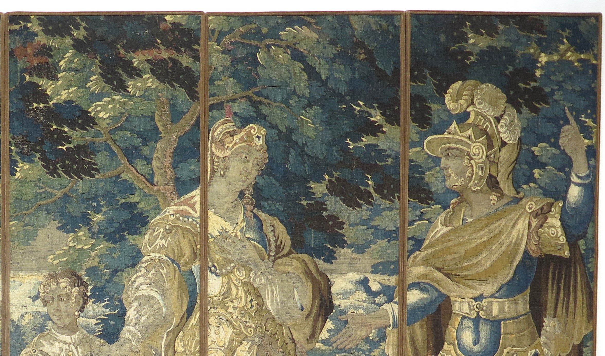 17th Century Flemish Verdure Tapestry as Five Panel Screen