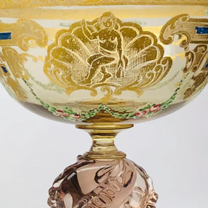 Venetian Murano Glass Stemware with Gilt and Hand-Painted Decoration
