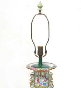 Chinese Export Porcelain Rose Medallion Vase as Custom Lamp (LAMP ONLY)