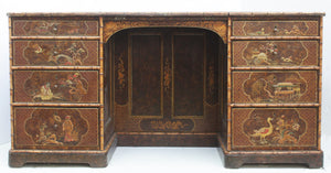 Chinoiserie Desk / Library Table with Faux Bamboo Trim