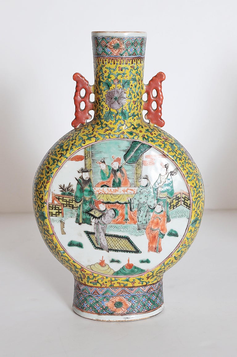 A Pair of Chinese Porcelain Moon Flask Vases