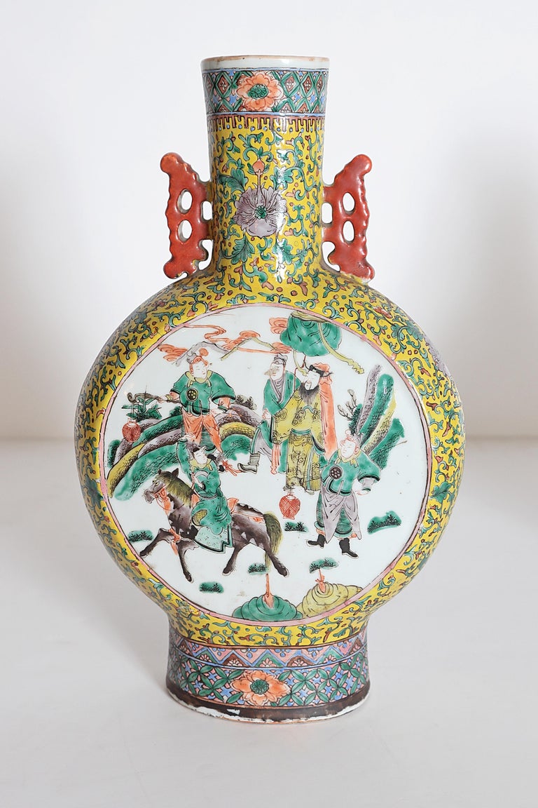 A Pair of Chinese Porcelain Moon Flask Vases