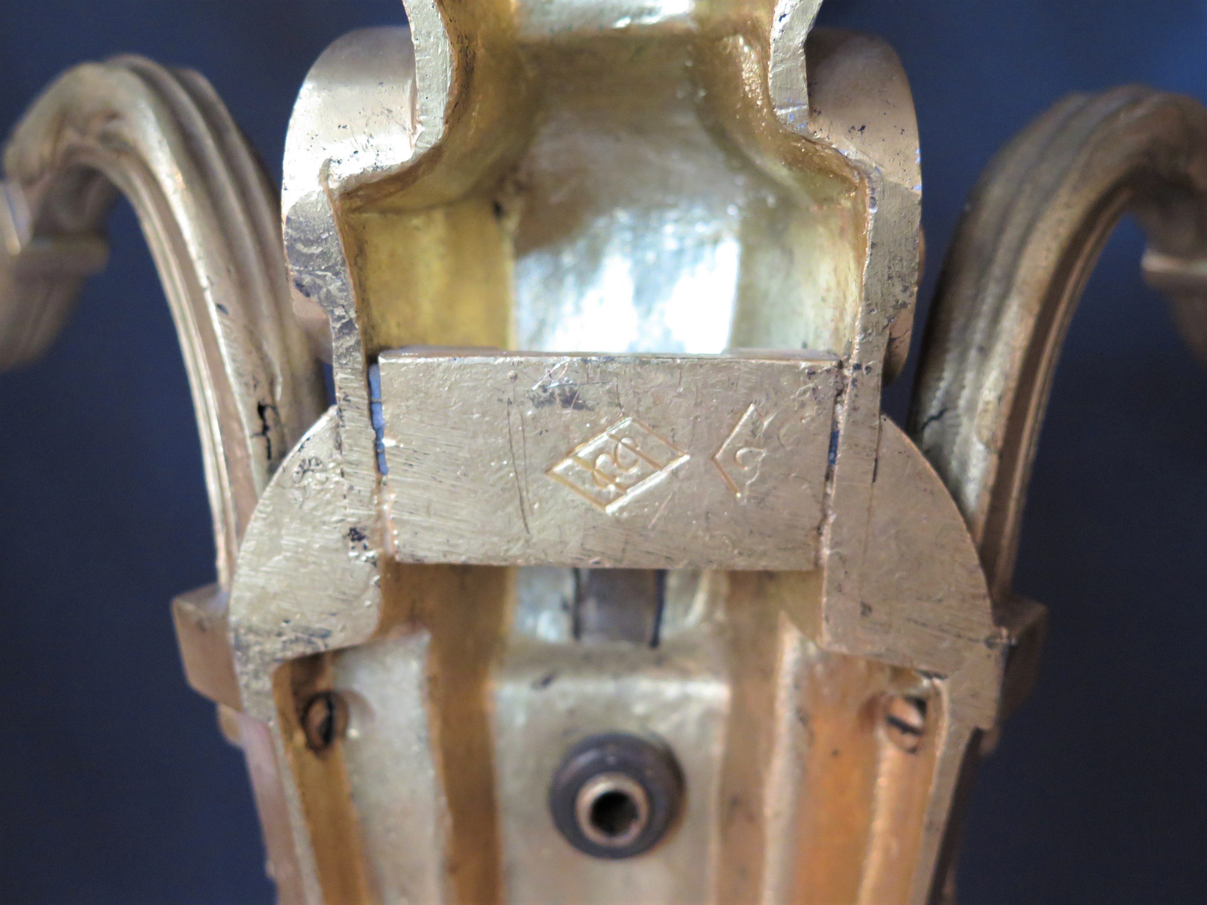 Gilt Bronze 3-Light Louis XVI-Style Sconces marked Edward F. Caldwell & Co.