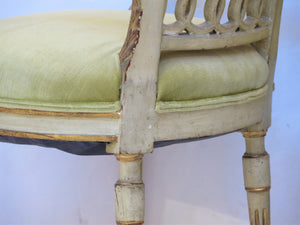Pair of Paint and Parcel Gilt Italian Neoclassical Armchairs