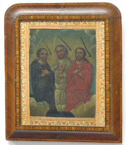 "La Santísima Trinidad" (The Holy Trinity) Oil on Tin Retablo