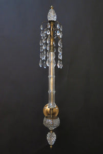 English Regency Cut Glass and Brass Sconces