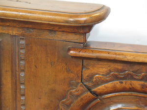 Antique Walnut Lift-Seat Carved Bench