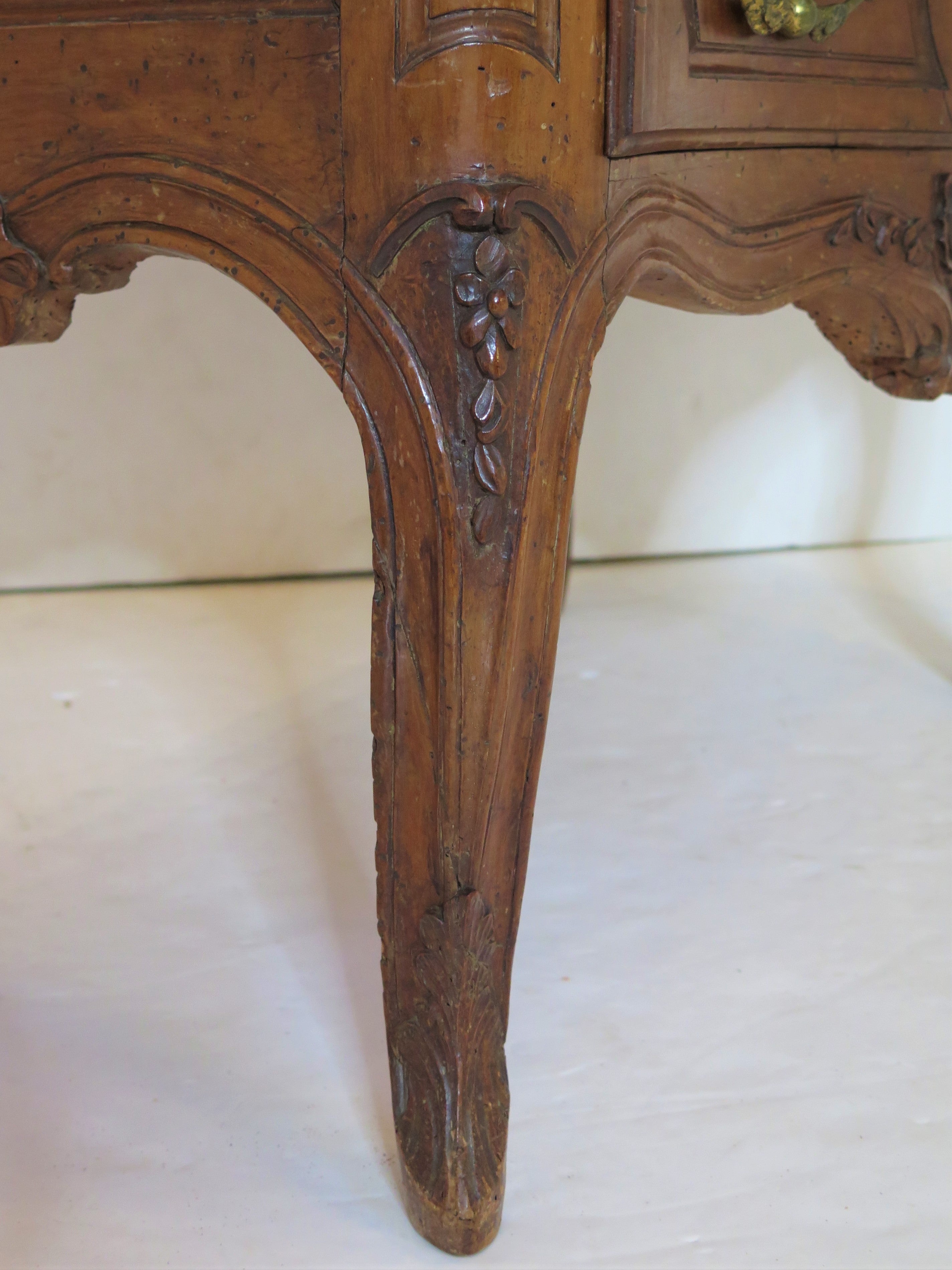 An Elegant 18th Century Louis XV Carved Walnut Two Drawer Commode