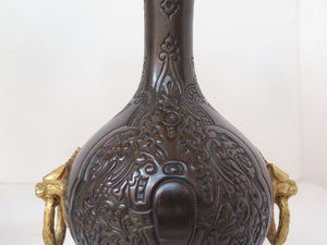 Pair Of Chinoiserie Bronzed Metal Electrified Oil Lamps