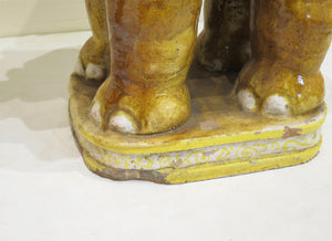 Pair of Glazed Terra-Cotta Elephant Form Garden Seats