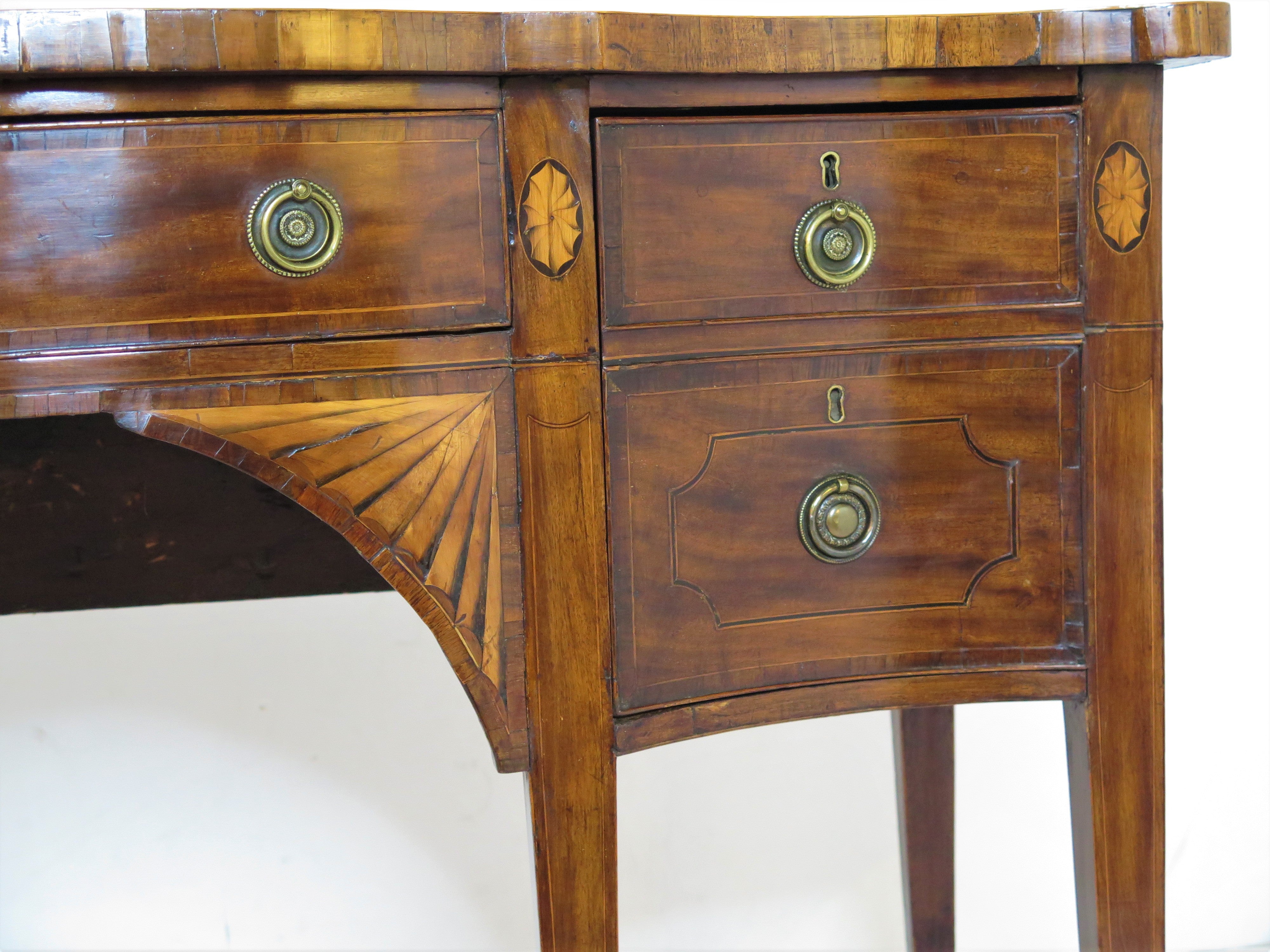 A Diminutive George III Mahogany Sideboard with Oxbow Front