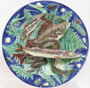 Large French Palissy Ware Basin by Victor Barbizet (French, 1805-1870)