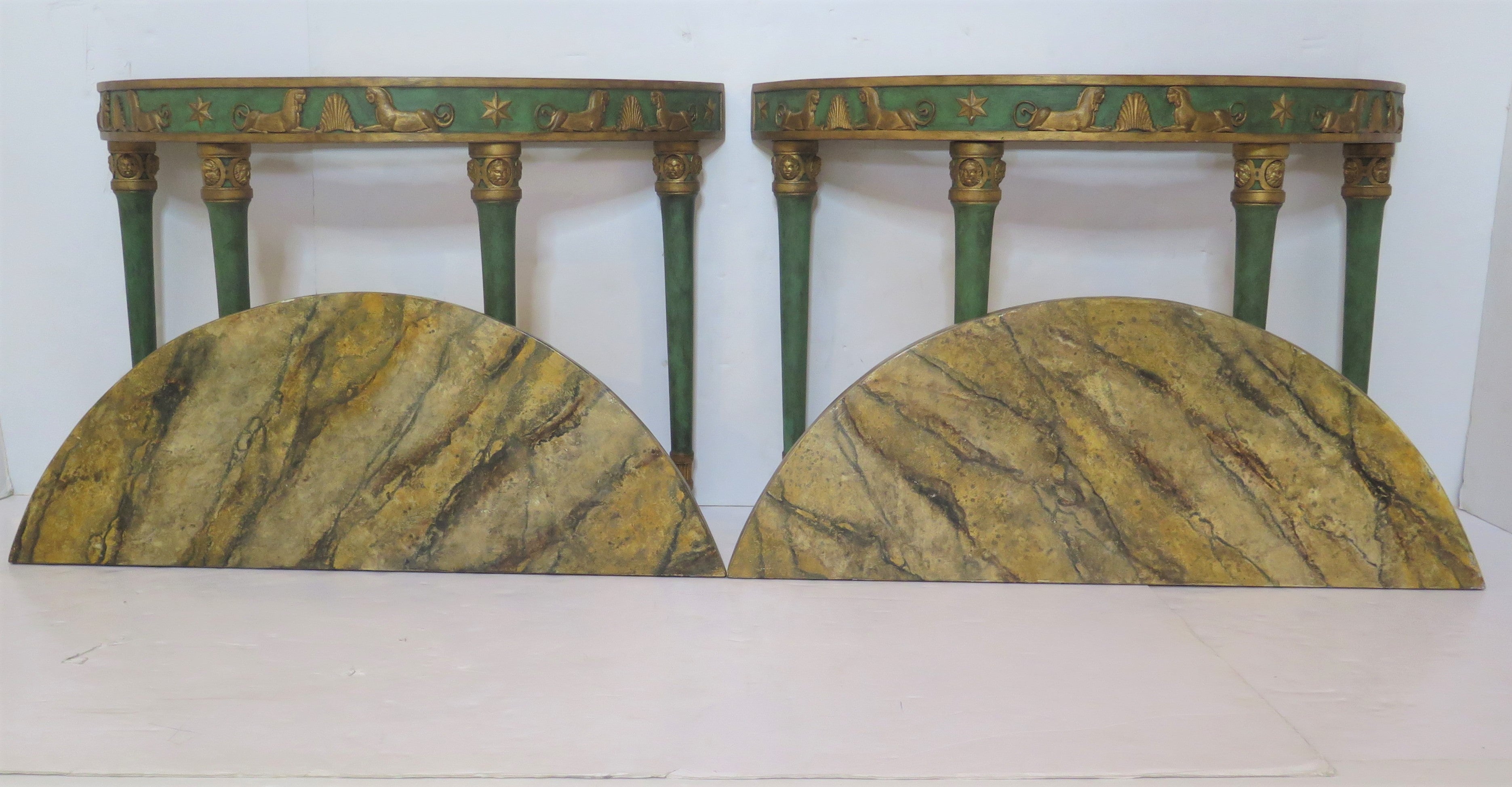 Pair of Neoclassic Style ''D'' Shaped Consoles