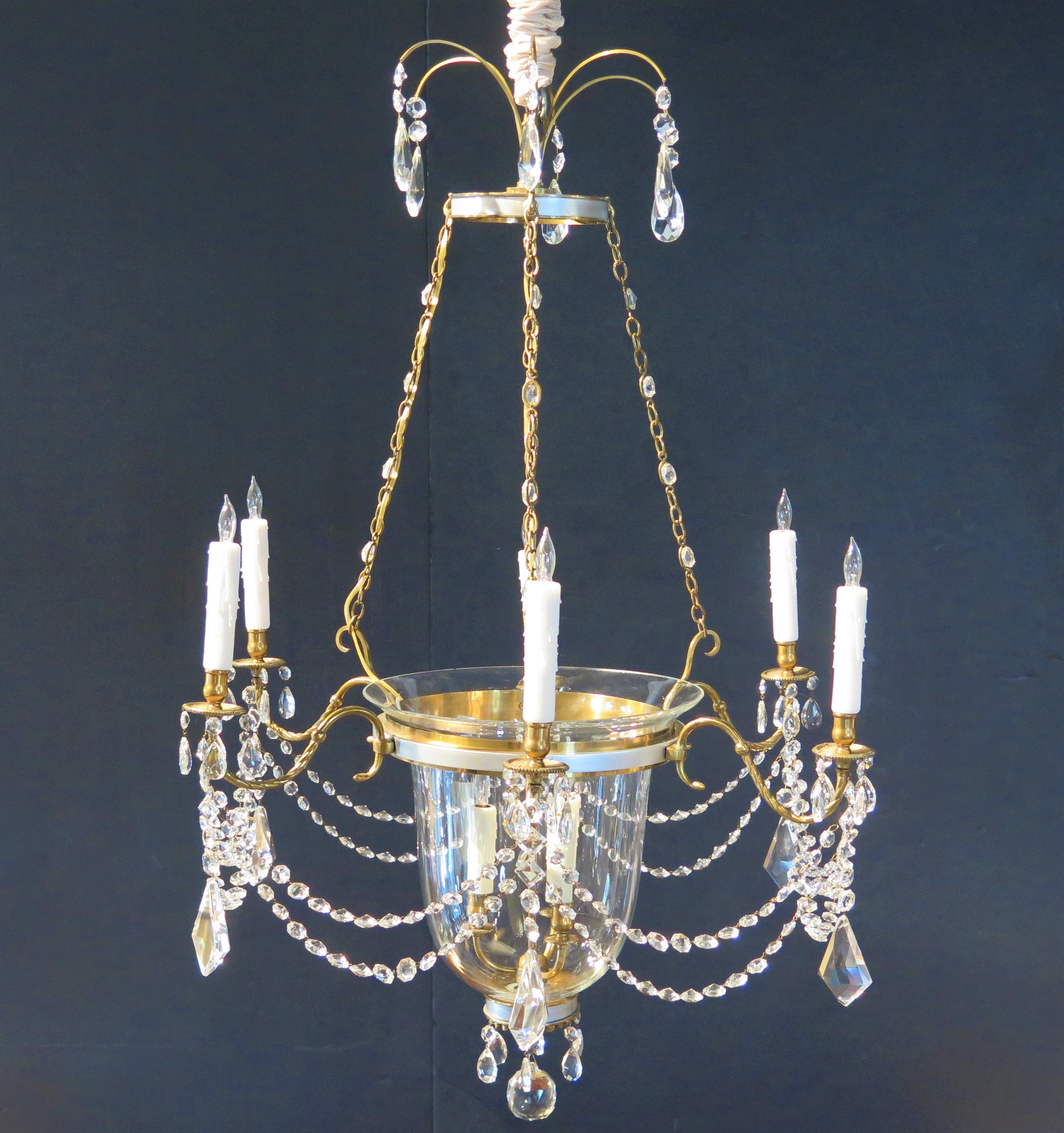 Regency Style Bell Jar Lantern Nine (9) Light Chandelier
