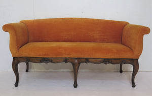 Carved Walnut Italian-Style Sofa