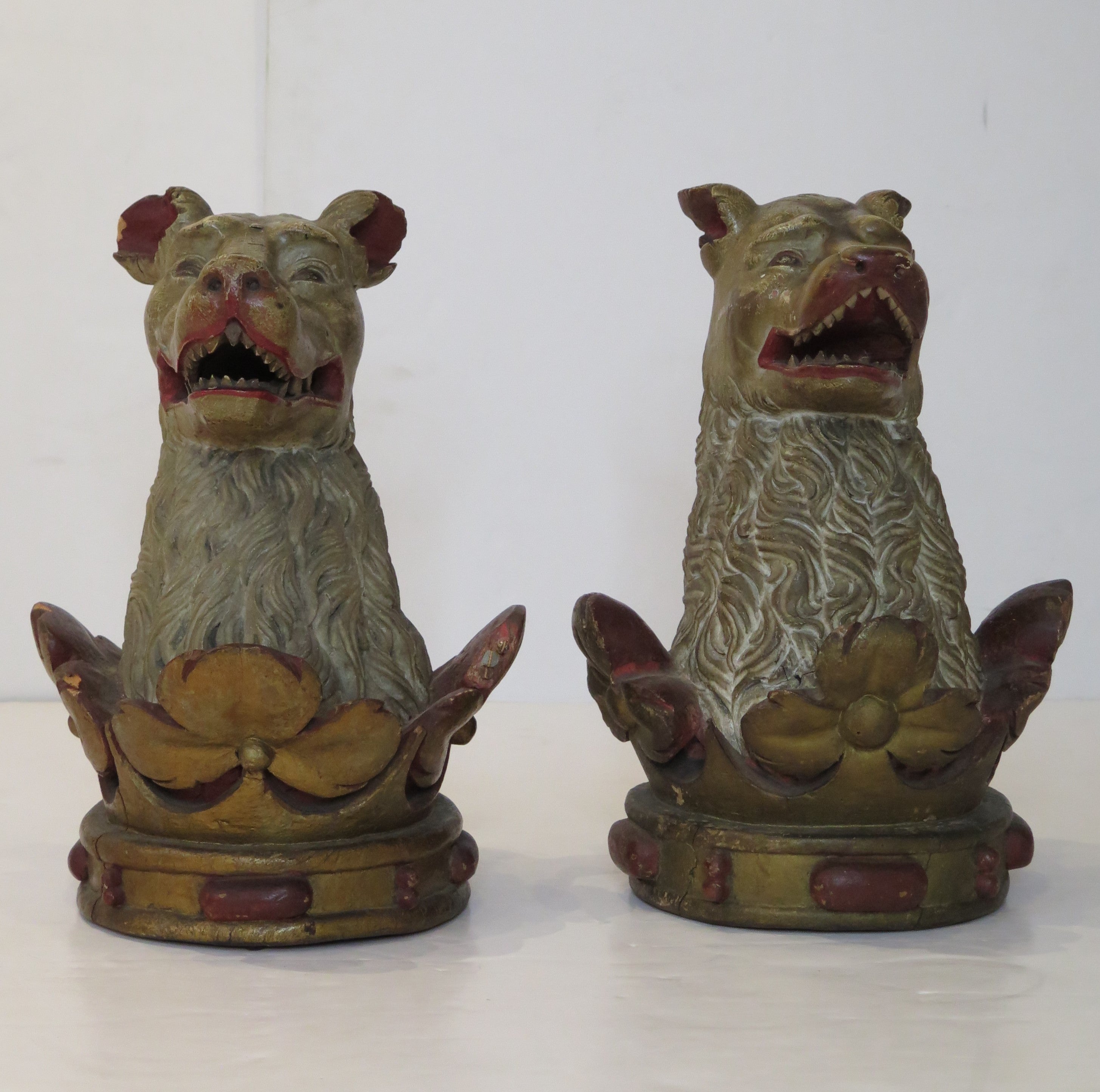 Carved Wood Family Crests '' Out Of A Ducal Coronet, Or A Bear Head