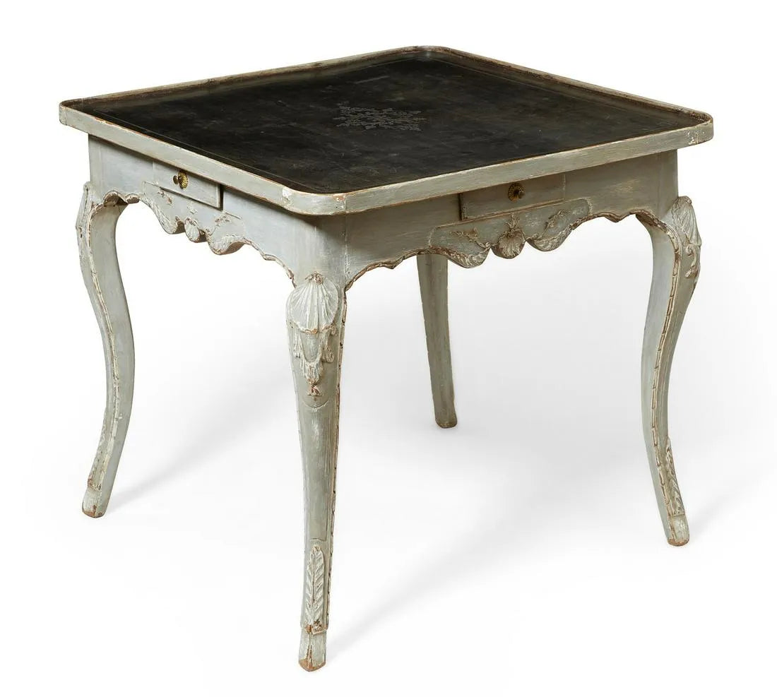Louis XV Grey Painted Games / Card Table