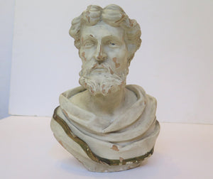 An Italian Carved and Painted Wood Bust  C. 1880, Italy