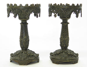 A Pair of Grand Tour Gothic Style Candle Holders