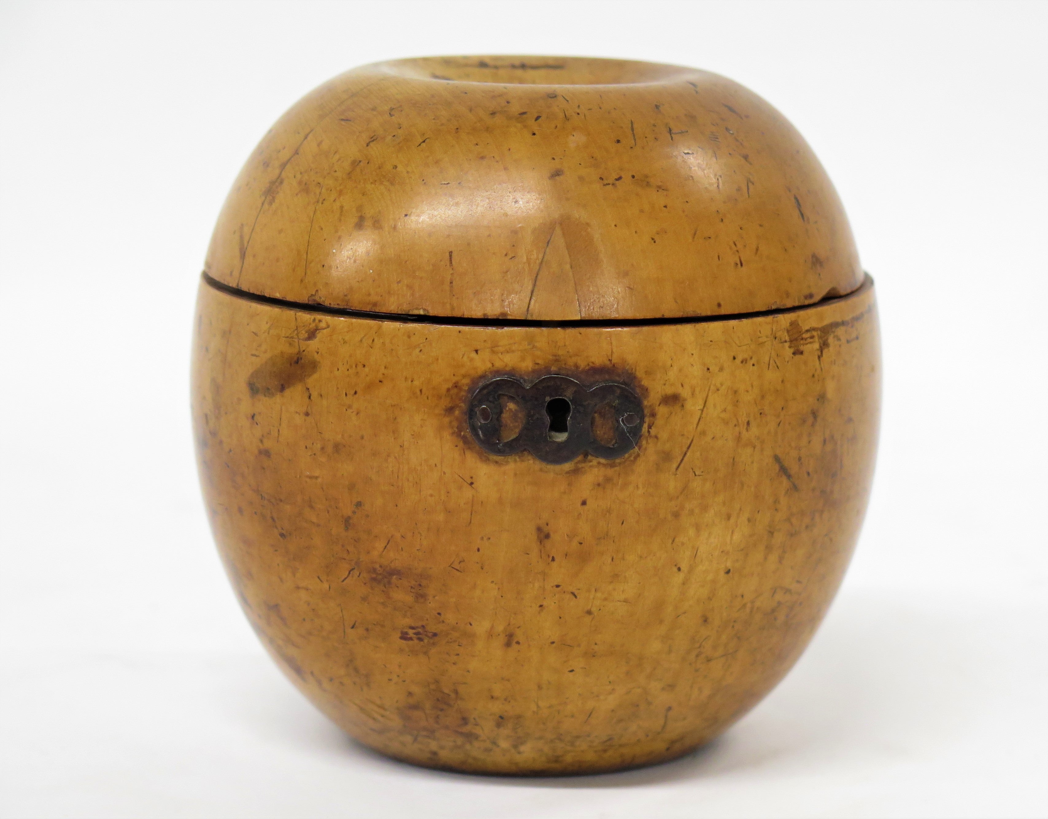 An English Fruitwood Apple Form Tea Caddy