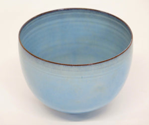 Robin's Egg Blue Glazed Bowl by Gertrud and Otto Natzler, Austrian-American Ceramicists